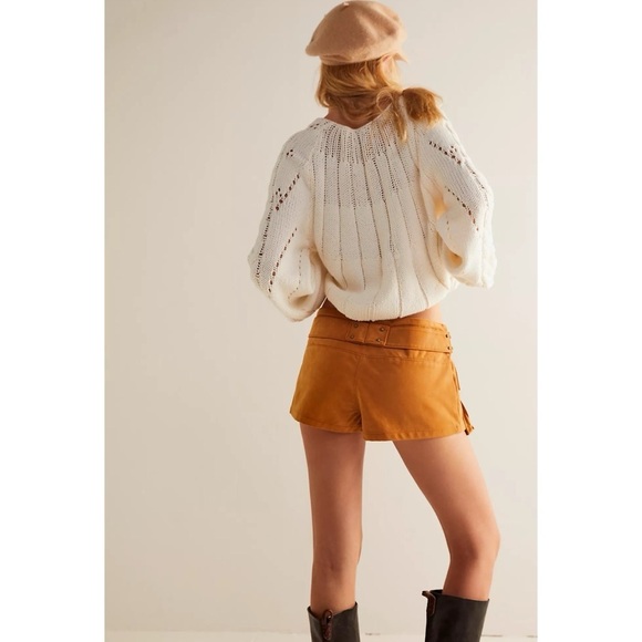 New Free People Micro Mini Suede Skort Low Rise We The Free Brown Stud Western 4 - Picture 9 of 11